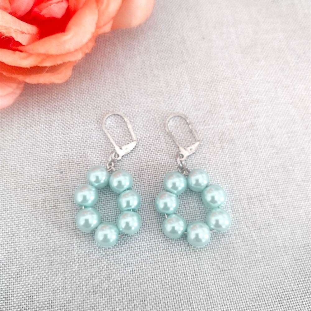 Seafoam Round Acrylic Beaded Earrings